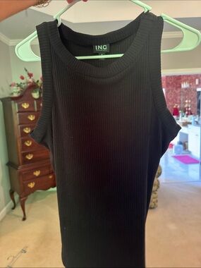 INC International Concepts Black Ribbed Sleeveless Tank Top